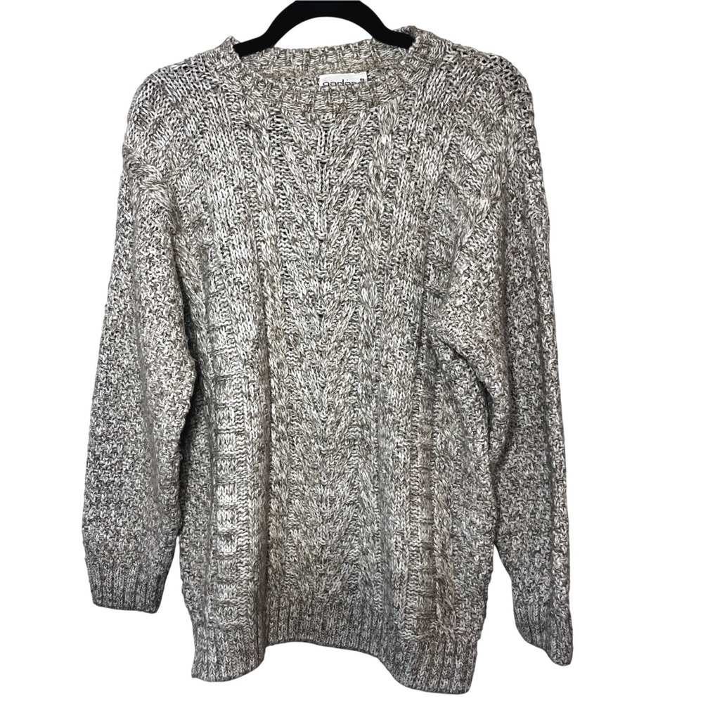 Garland Medium Cable Knit Fishermen Sweater Women's Beige‎ Tonal Marled Chunky